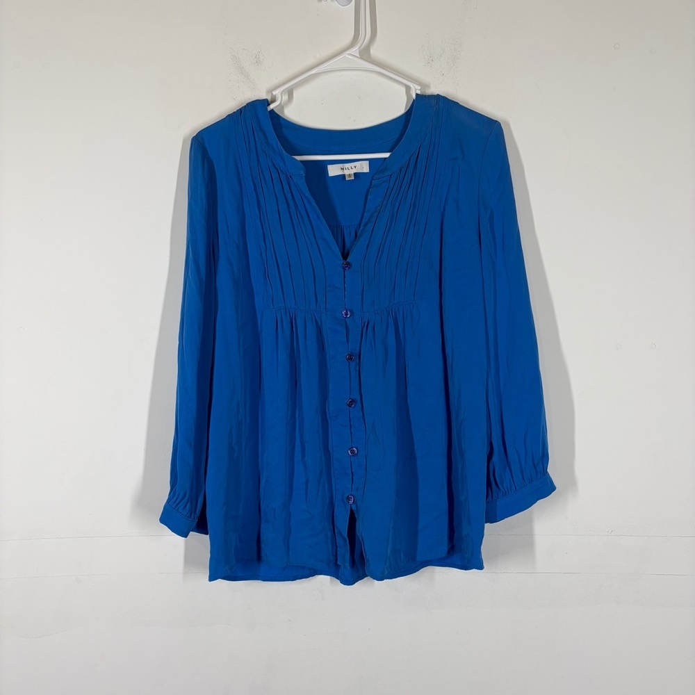 Milly Silk Blend Long Sleeve Blouse Size 8